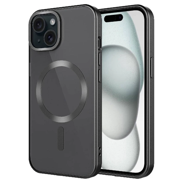 Apple iPhone 15 Plus Kılıf Mat Tasarımlı M-safe Wireless Şarj Özellikli  Mat Setro Kapak ürün görseli