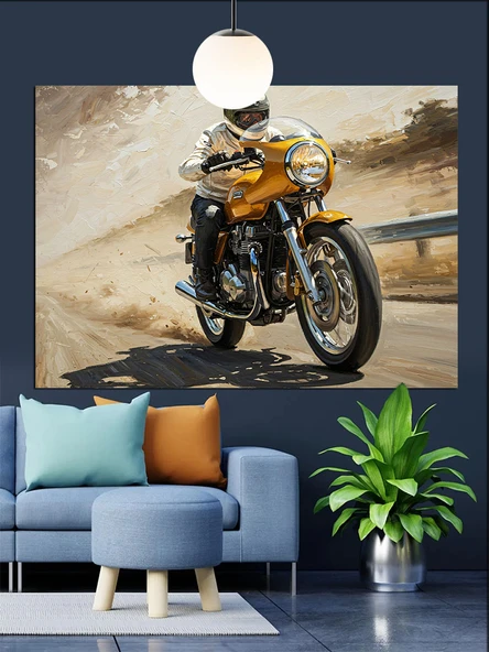 Hızlı Motorsiklet Yol Hızı Dekoratif Kanvas - Mdf Ahşap Tablo - 2