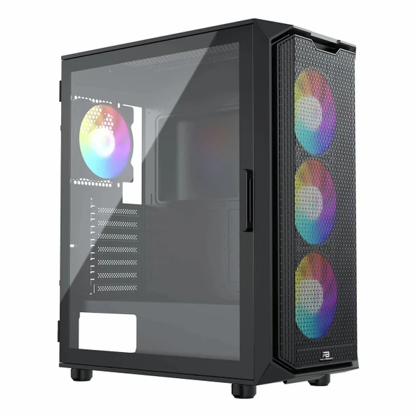 PowerBoost PB-P521B 750W 80+ Bronz USB 3.2 ARGB ATX Mid Tower Siyah Kasa - Resim 4
