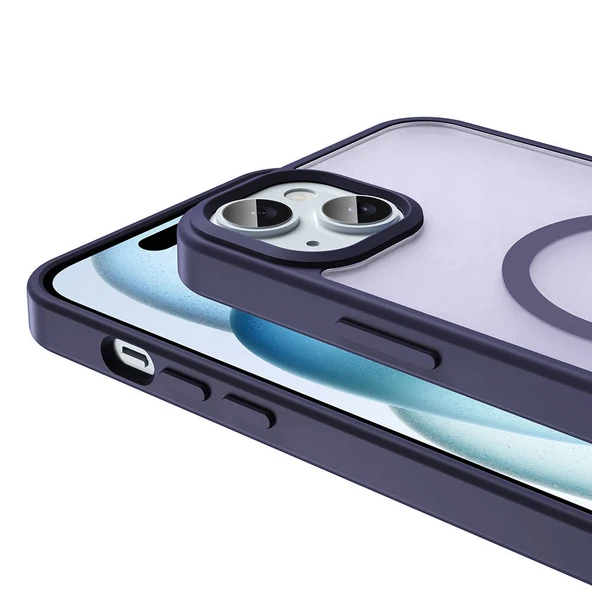 Apple iPhone 15 Kılıf M-safe Şarj Özellikli Mat Arka Yüzey  Sio Kapak - Resim 5