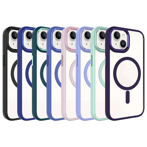 Apple iPhone 15 Kılıf Wireless Şarj Özellikli  Krom M-safe Silikon Kapak - Resim 3