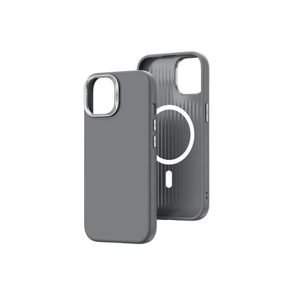 Apple iPhone 15 Kılıf Wiwu SP-019 M-safe Şarj Özellikli Vegan Leather Deri Kapak - 5