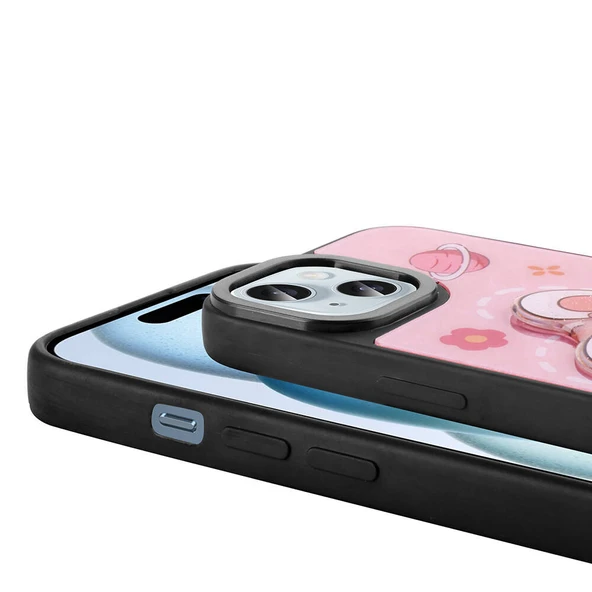 Apple iPhone 15 Kılıf Parlayan Kabartmalı İkonik Figürlü  Amas Silikon Kapak - Resim 4