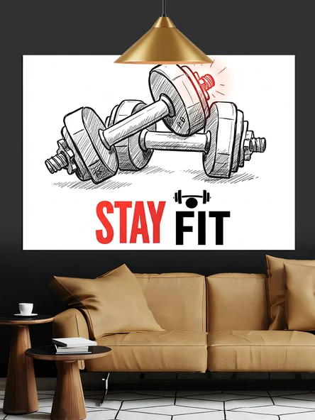 Ağırlık Fitness Motivasyon Yazısı Dekoratif Kanvas - Mdf Ahşap Tablo - 3