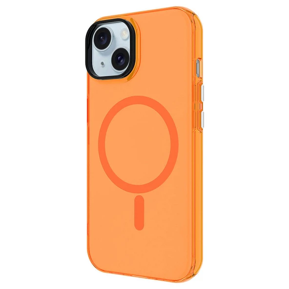 Apple iPhone 15 Kılıf  M-safe Şarj Özellikli Buzlu Transparan C-Pro Sert Kapak - Resim 3