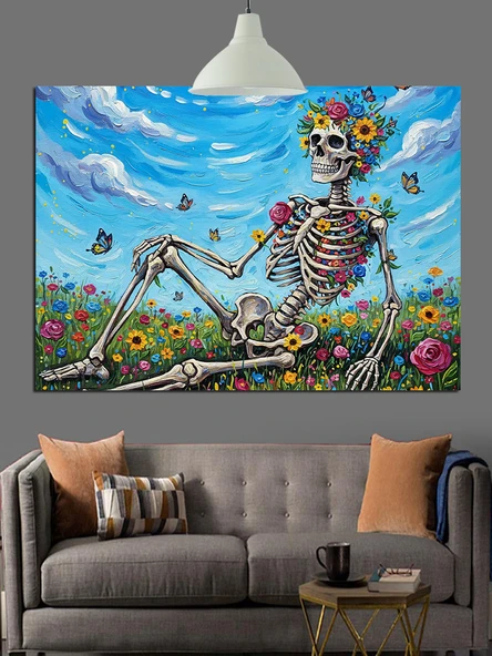 İskelet Kelebek Uçuş Sanatı Dekoratif Kanvas - Mdf Ahşap Tablo