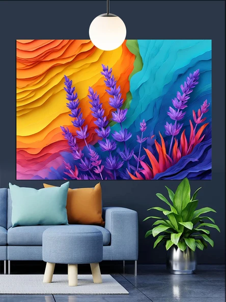 Canlı Renkli Soyut Sanat Dekoratif Kanvas - Mdf Ahşap Tablo - 2