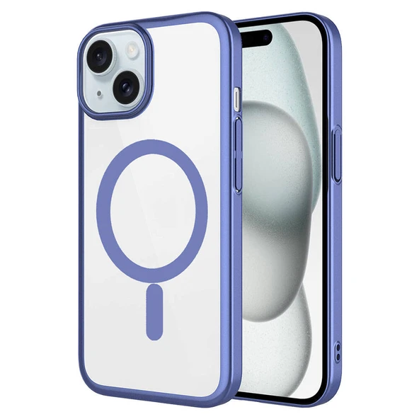 Apple iPhone 15 Plus Kılıf Wireless Şarj Özellikli Sert PC  Mat Riksos M-safe Kapak ürün görseli