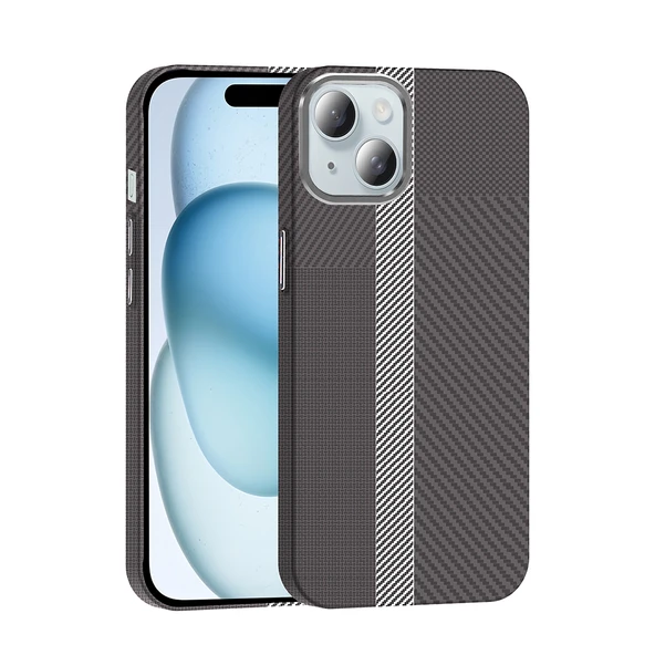 Apple iPhone 15 Kılıf M-safe Şarj Özellikli Karbon Fiber Görünümlü  Gros Kapak - Resim 2