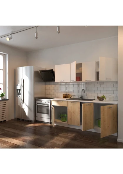 T Designo Senem Hazır Mutfak Dolabı 200 cm Tezgah Dahil - Resim 2