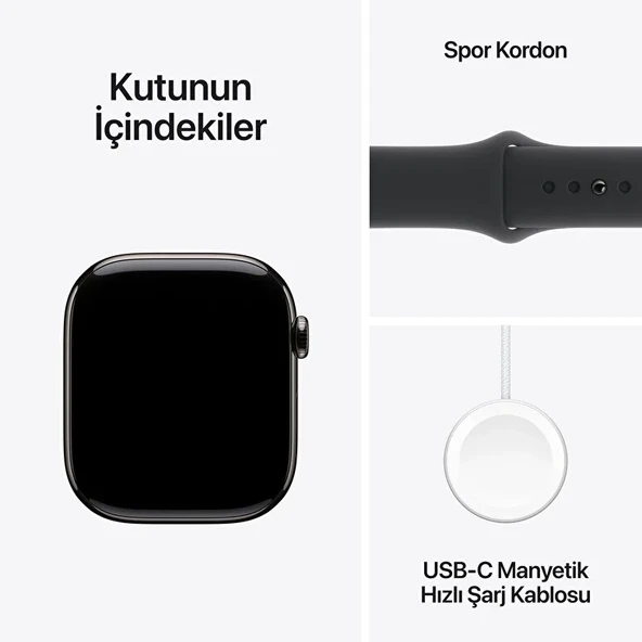 Apple Watch 10 GPS + Cellular 46 mm Arduvaz Kasa  ve Siyah Spor Kordon - M/L - Resim 5