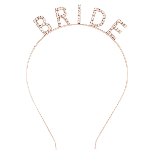 Rose Gold Renk Bekarlığa Veda Kristal Taş Bride Tacı İthal 16x10 cm ürün görseli