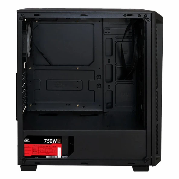 PowerBoost PB-T001BB 750W 80+ Bronz USB 3.2 RGB ATX Mid Tower Siyah Kasa - Resim 4