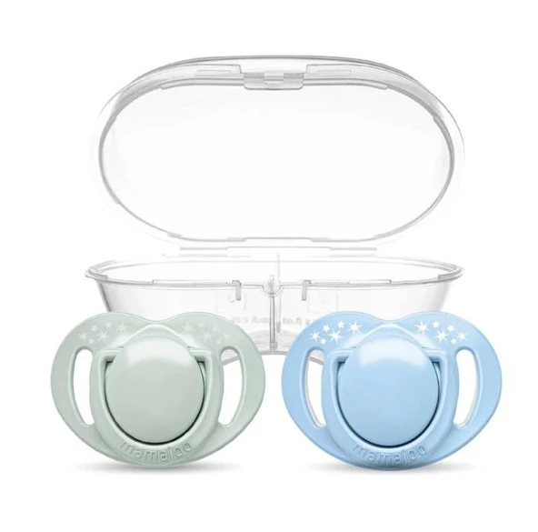 Mamajoo Ortodontik Silikon Emzik 2'li Powder Green&blue 12+ Ay (Sterilizasyon/saklama Kutulu) - 1