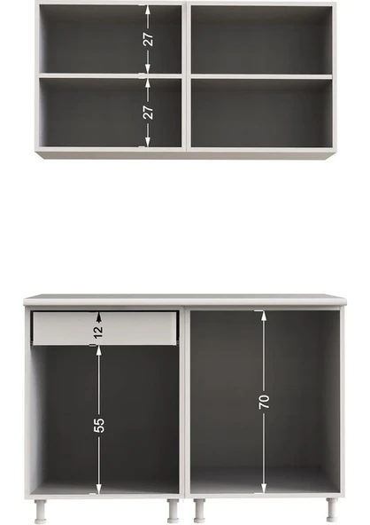 T Designo Bade Hazır Mutfak Dolabı 120CM Tezgah Dahil-Parlak Mürdüm - Resim 5