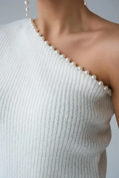 TEK KOLLU YAKASI INCILI TRIKO KAZAK - 6