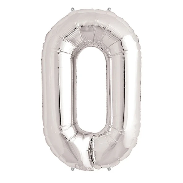 0 Rakam Folyo Balon Gümüş  40 inç ürün görseli