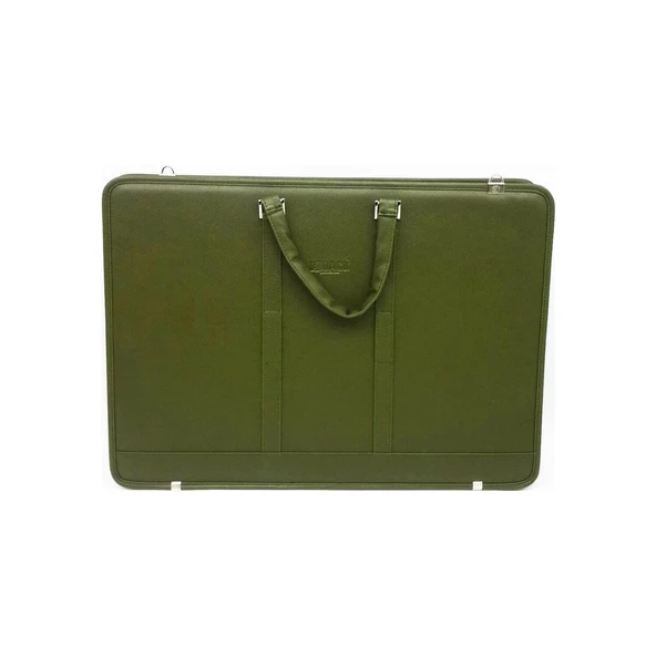 Bback Deri Körüklü Proje Resim Çantası 40x55 cm. HAKİ YEŞİL ürün görseli 1