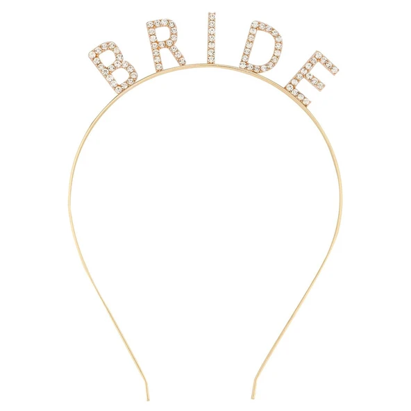 Altın Gold Renk Bekarlığa Veda Kristal Taş Bride Tacı İthal 16x10 cm ürün görseli