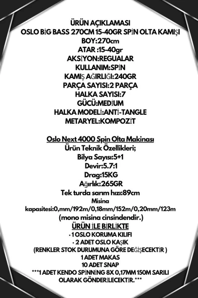 Oslo Next 4000 Big Bass 270cm 15-40gr 8X Spin Olta Seti - 2