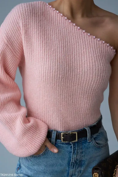 TEK KOLLU YAKASI INCILI TRIKO KAZAK - 11