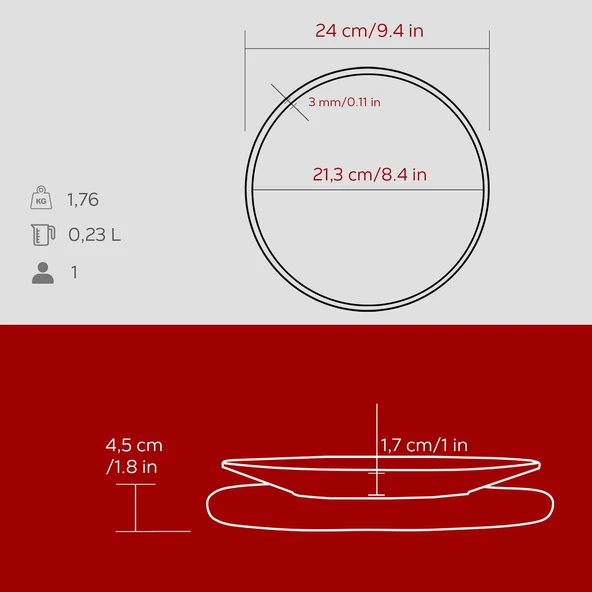 Lava Döküm Yuvarlak Servis Tabağı ve Kayın Servis Ahşabı. Çap(Ø)21cm.-Bordo - Resim 5