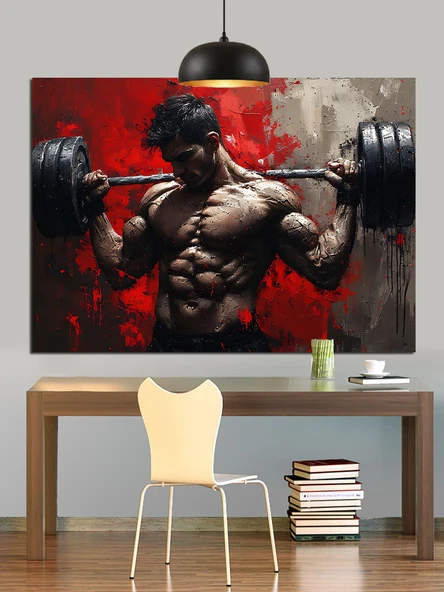 Kaslı Adam Vücut Geliştirme Dekoratif Kanvas - Mdf Ahşap Tablo - 2