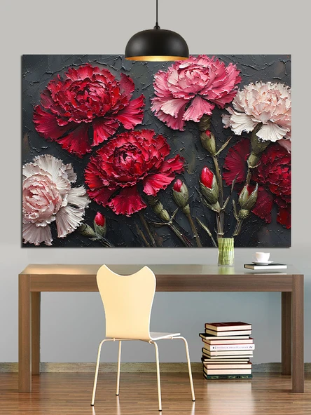 Kırmızı Gül Aşk Çiçeği Dekoratif Kanvas - Mdf Ahşap Tablo