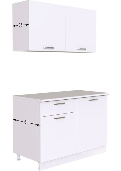 T Designo Ela Hazır Mutfak Dolabı 120 cm Tezgah Dahil Beyaz - Resim 4