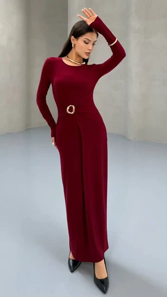 BELI TOKALI UZUN ELBISE - 6