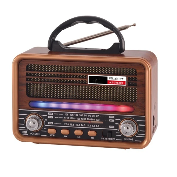 RT-708 Retro Radyo Bluetooth Hoparlör - Solar (Güneş Enerjili) Şarjlı, USB/SD Kart Girişli, TWS Destekli, 3 Bant Radyo - Resim 6