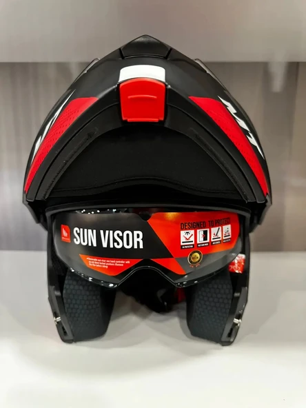 KASK MT GENESİS SV CAVE A5 ÇENE AÇILIR MAT SİYAH/KIRMIZI - Resim 3