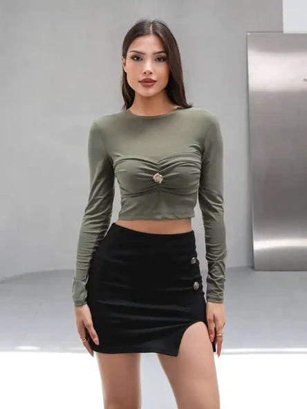 BELI BUZGULU TOKALI KISA BLUZ - 2