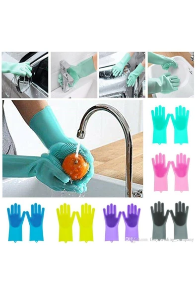 Sprey Mop + 2 Adet Mop Bezi + Sihirli Silikon Bulaşık Eldiveni - 6