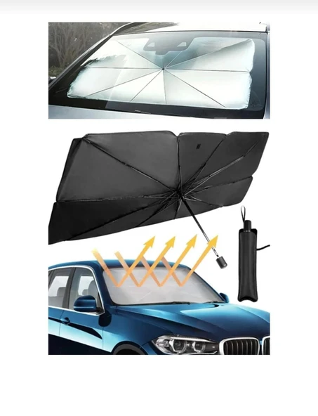 Oto Araba Güneşlik Şemsiye Tip Ön Cam Güneş Önleyici Katlanabilir. Tüm araçlara uygun
