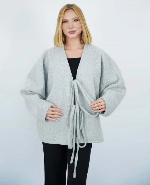 Bağlamalı Kaşe Ceket Hırka