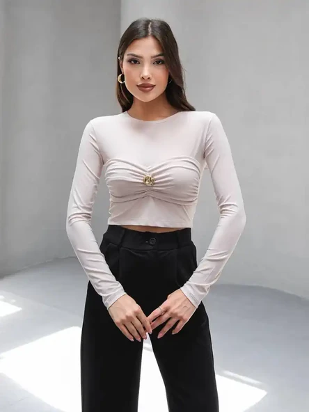 BELI BUZGULU TOKALI KISA BLUZ - 7