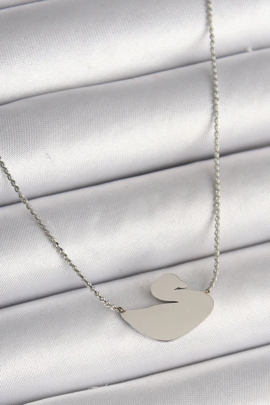 316L Çelik Gümüş Renk Zincir Kuğu Model Kadın Kolye - TJ-BKO9872 ürün görseli