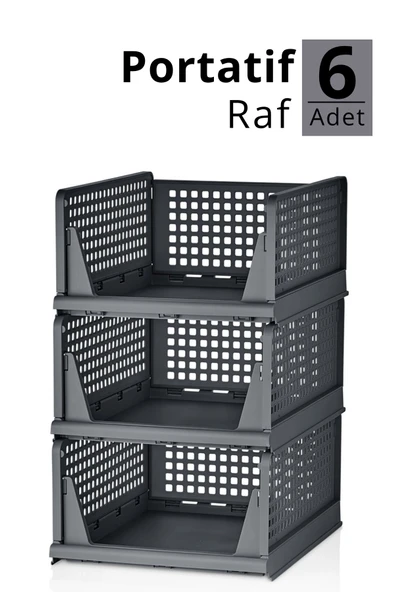 Mithra Life 6 lı Kayar Raf Organizer – Gri Dolap İçi Kıyafet, Aksesuar Düzenleyici MIT1264 - 6