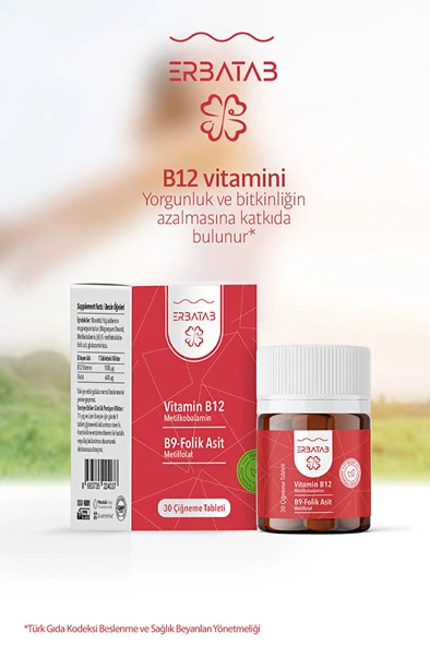 Erbatab Vitamin B12- Folik Asit B9-metilkobalamin-metilfolat - Resim 2
