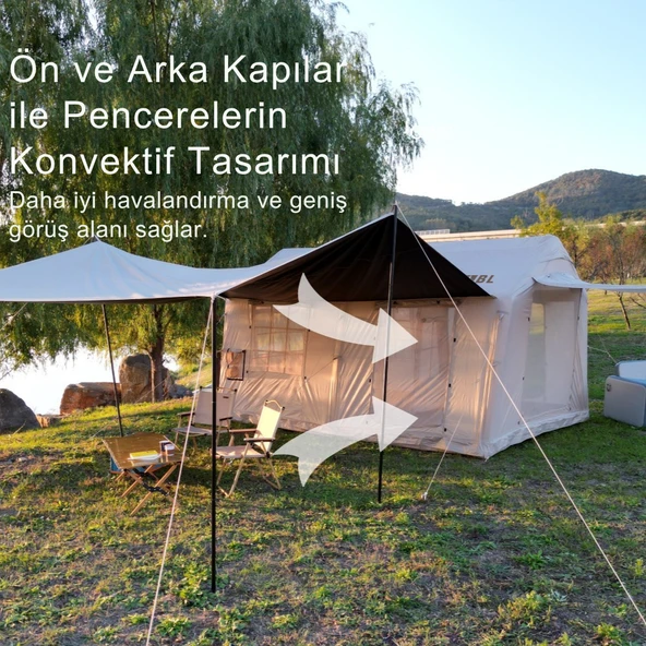 Habl 12 Kişilik 12M2 Tenteli,çift Odalı 420D Sertifikalı Oxford Kumaş 4 Mevsim Şişme Çadır 400x360x220CM ürün görseli