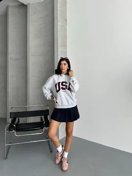 USA YAZILI KAPSONLU SWEAT - 6