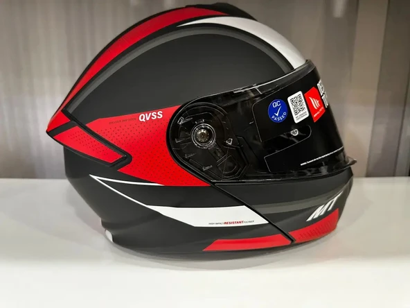 KASK MT GENESİS SV CAVE A5 ÇENE AÇILIR MAT SİYAH/KIRMIZI - Resim 2