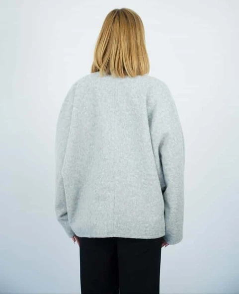 Bağlamalı Kaşe Ceket Hırka - 3