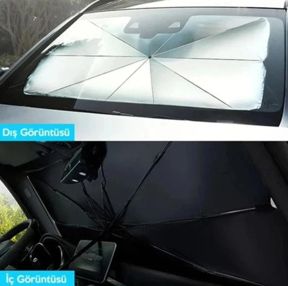 Oto Araba Güneşlik Şemsiye Tip Ön Cam Güneş Önleyici Katlanabilir. Tüm araçlara uygun - 3