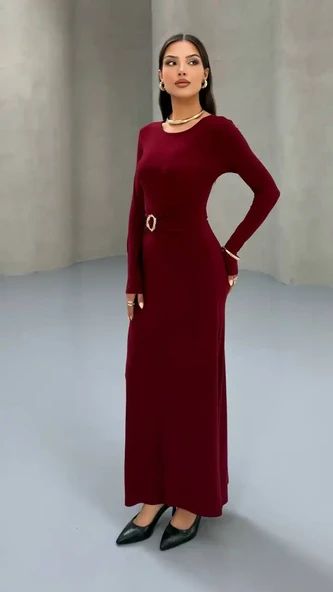 BELI TOKALI UZUN ELBISE - 1
