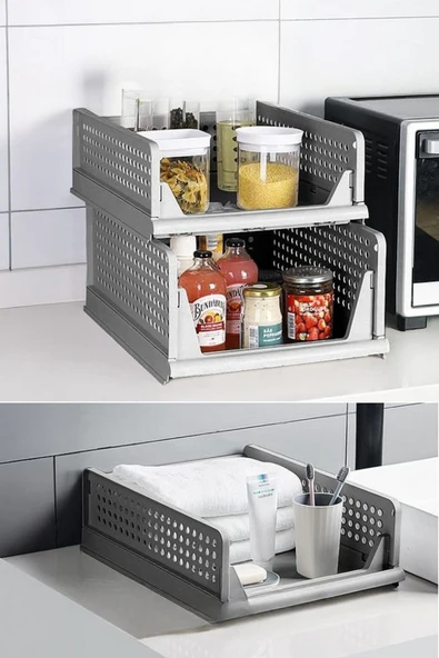 Mithra Life 6 lı Kayar Raf Organizer – Gri Dolap İçi Kıyafet, Aksesuar Düzenleyici MIT1264 - Resim 7