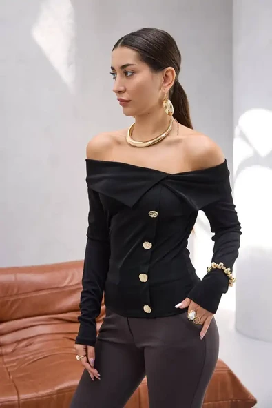 DUGME DETAYLI MADONNA BLUZ - 7