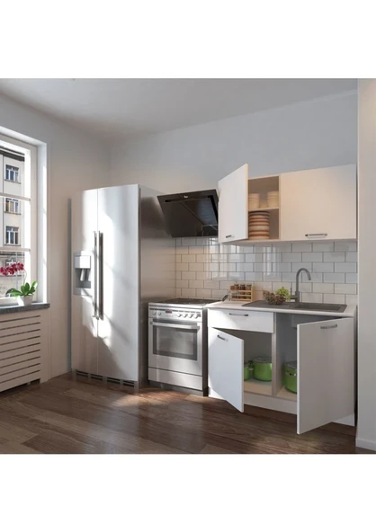 T Designo Ela Hazır Mutfak Dolabı 120 cm Tezgah Dahil Beyaz - Resim 2
