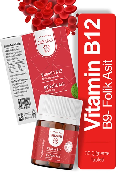 Erbatab Vitamin B12- Folik Asit B9-metilkobalamin-metilfolat ürün görseli